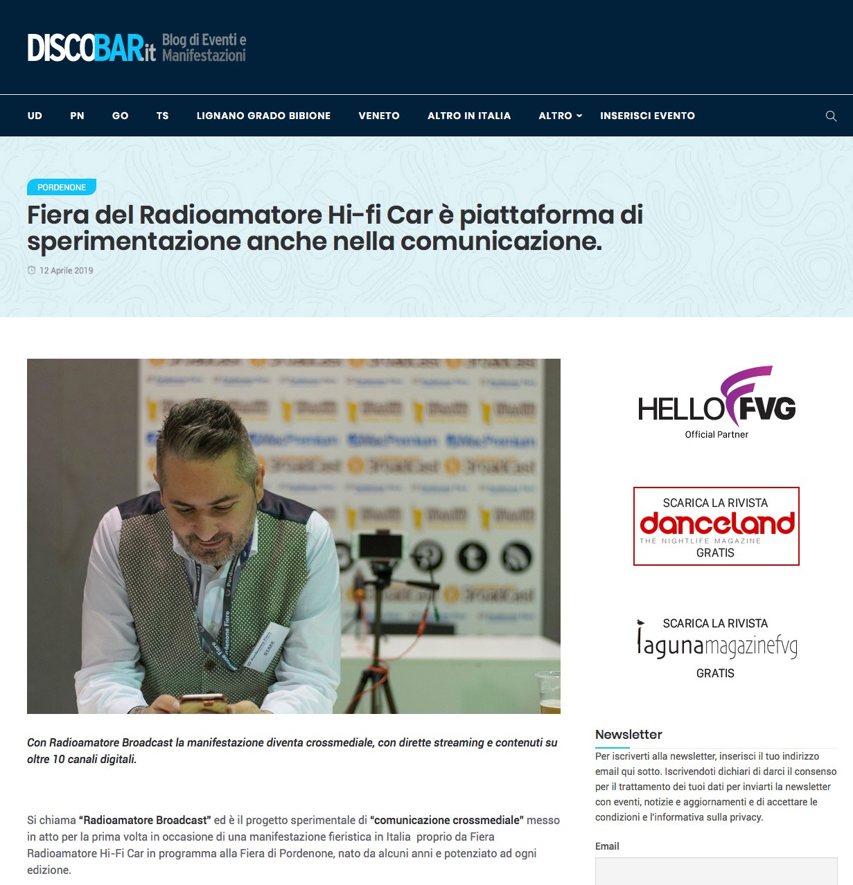 DiscoBar 12042019 Rassegna Stampa Radioamatore Fiera 2019
