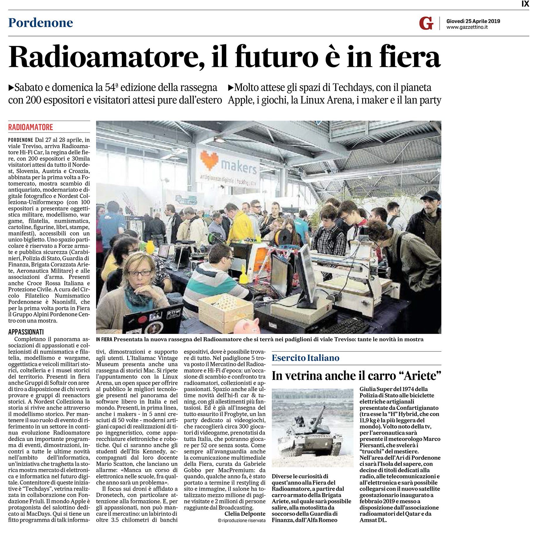 Gazzettino 250042019 Rassegna Stampa Radioamatore Fiera 2019