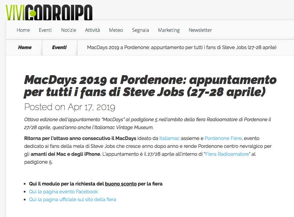 ViviCodroipo 17042019 Rassegna Stampa Radioamatore Fiera 2019